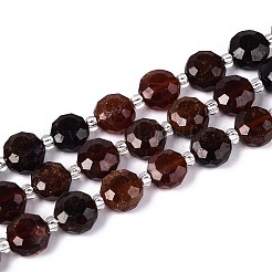 天然石ガーネットビーズ連売り  フラットラウンド  ファセットコインビーズ  シードビーズで  8~9x8~9x5~6mm  穴：1~1.2mm  約38~40個/連  15.16~15.75''（38.5~40センチメートル）&nbsp;G-B153-A22