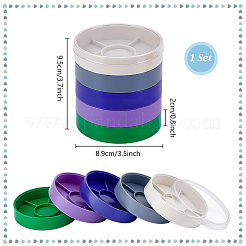 時計部品用の5段プラスチックねじ込みスタッキングジャー  フラットラウンド  カラフル  9.45x8.9cm&nbsp;CON-WH0115-17