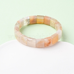 女性用スクエア天然桜瑪瑙ビーズストレッチブレスレット  ビーズ：12x12mm  内径：2-1/4インチ（5.8cm）&nbsp;BJEW-Z149-02A