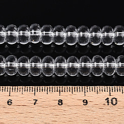 透明ガラスビーズ連売り  ロンデル  透明  8~8.5x4.5~5mm  穴：1.2mm  約75~77個/連  14.96インチ（38cm）&nbsp;GLAA-ZX008-8mm-19A