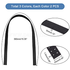 牛革製縫い付けバッグハンドル 3組 3色  バッグストラップ交換用アクセサリー  ミックスカラー  39x1x0.3cm  穴：1.5mm  1ペア/カラー&nbsp;FIND-PH0010-62