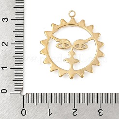 304ステンレスペンダント  太陽のチャーム  PVD真空メッキ  18KGP本金メッキ  28x25.5x2mm  穴：1.8mm&nbsp;STAS-P380-36G