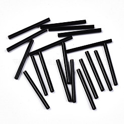 ガラス竹ビーズ  丸い穴  不透明色  ブラック  30x2.5mm  穴：1mm  約1500個/袋&nbsp;SEED-S043-01A-01