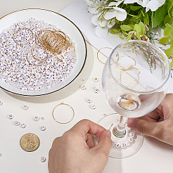 キットを作るDIYワイングラスチャーム  アクリルビーズのメッキを含む  プラスチックパール調ビーズ  真鍮製フープピアス  文字と丸が付いたフラットラウンド  ミックスカラー  4~7x3.5~4mm  穴：1.8mm&nbsp;DIY-SC0032-98