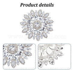 鉄のラインストーンとガラスのカボション  花  透明  110x7.5mm&nbsp;FIND-WH0366-419A