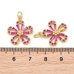 真鍮製マイクロパヴェオーキッドキュービックジルコニアペンダント  花のチャーム  ラックめっき  長持ちメッキ  鉛フリー＆カドミウムフリー  18KGP本金メッキ  20x17x4mm  穴：3mm&nbsp;CU-CBA7E9C-06G