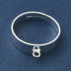 吊り下げペンダント用の調節可能な真鍮製指輪セッティング  ループリングベース  ラックめっき  長持ちメッキ  鉛フリー＆カドミウムフリー  925銀メッキ  5mm  穴：1.6mm  内径：16mm&nbsp;KK-K414-07S