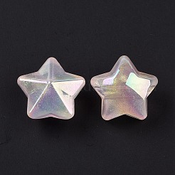 UVメッキ蓄光透明アクリルビーズ  暗闇で光る  スター  ミックスカラー  21x22x14.5mm  穴：3.8mm&nbsp;OACR-C001-01