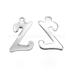 変色しにくい304ステンレススチールの文字チャーム  文字.z  ステンレス鋼色  14x9x0.8mm  穴：1mm&nbsp;STAS-F039-01Z-P