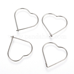 304ステンレススチールフープピアス金具  ワイングラスチャームリング  ステンレス鋼色  20x20x0.6mm  ピン：0.6mm&nbsp;STAS-P248-04P-1