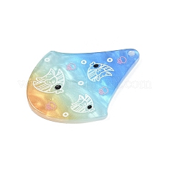 海洋生物シリーズ 扇形アクリルパーツ  魚  37.5x30x2mm  穴：1.8mm&nbsp;OACR-Q101-03A