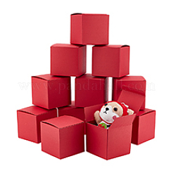 10 個のクラフト紙厚紙ジュエリーギフトボックス  正方形  レッド  ボックス：8x8x8cm&nbsp;CON-WH0001-25B