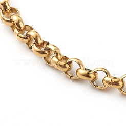 304ステンレススチールローロチェーンブレスレット  ゴールドカラー  7-1/2インチ（19cm）&nbsp;X-BJEW-JB06447-03