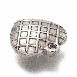 変色しない304ステンレススチールペンダント  タータン柄の心  ステンレス鋼色  17x15.5x5mm  穴：1.4mm&nbsp;STAS-H126-30AS
