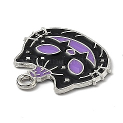 合金エナメルチャーム  ハロウィン用  猫のカボチャの形  ブラック  20.5x20x1.2mm  穴：1.8mm&nbsp;ENAM-Z001-15P-02