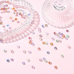 1200色ベーキングペイント透明ガラスビーズ10個  ラウンド  ツートン  ミックスカラー  4.5x4mm  穴：1mm  120個/カラー&nbsp;GLAA-CJ0002-86