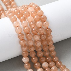 天然石ホワイトジェイドビーズ連売り  模造サンストーン  染め  ラウンド  サンゴ  6mm  穴：1mm  約62個/連  14.5インチ&nbsp;X-G-F364-11-6mm-2