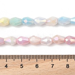 電気メッキガラスビーズセット  ティアドロップ  多面カット  ミックスカラー  7~8x6mm  穴：1.2mm  約46~48個/連  14.31''~15''（36.35~38.1センチメートル）&nbsp;EGLA-U004-01