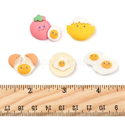 40 個の不透明な樹脂カボション  卵とひよことトマト  ミックスカラー  16~18x19~26x6.5~7.5mm&nbsp;CRES-FS0001-21