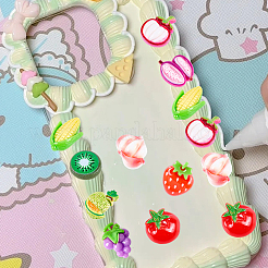190g 不透明樹脂 果物＆野菜 粘着バック 漫画ステッカー  パイナップル、アップル、ストロベリー、コーン、カボチャ、子供のアートクラフト用デカール  混合図形  13~23x12~19x3.5~8.5mm&nbsp;RESI-SC0036-50