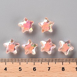 透明なアクリルビーズ  二層ビーズ  ABカラー  多面カット  スター  鮭色  10.5x11x7mm  穴：2mm  約1280個/500g&nbsp;TACR-S152-01B-SS2109