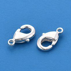 真鍮カニカン  長持ちメッキ  ニッケルフリー  925銀メッキ  10x6x2.5mm  穴：1mm&nbsp;KK-YW0004-01A-S