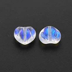 透明なガラスビーズを電気  abカラーハーフメッキ  ハート  クリアAB  10.5x12x6.5mm  穴：1mm&nbsp;GLAA-T022-24-B01