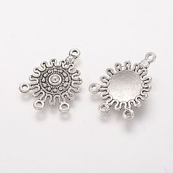 チベット風合金シャンデリアコネクターパーツ  太陽  アンティークシルバー  26x18.5x3mm  穴：1~1.5mm&nbsp;PALLOY-F178-06AS