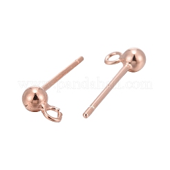 925スターリングシルバースタンドピアスパーツ  スタンプ925個付きイヤリングポスト  ローズゴールド  14mm  ヘッド：6x3mm  穴：1mm  ピン：0.7mm&nbsp;STER-K167-042B-RG