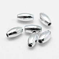 環境に優しいプラスチックビーズのメッキ  オーバル  銀色のメッキ  6x3mm  穴：1mm  約16600個/500g&nbsp;KY-K002-03-6X3mm-S