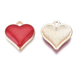 合金エナメルチャーム  カドミウムフリー＆ニッケルフリー＆鉛フリー  ライトゴールド  ハート  レッド  17x16x3mm  穴：1.6mm&nbsp;ENAM-N054-73D