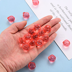 透明なアクリルパーツ  多面カット  3のdリンゴ  鮭色  17.5x19x18mm  穴：2mm  約173個/500g&nbsp;TACR-T024-05B-910