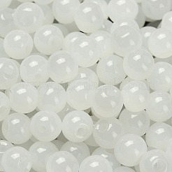 模造翡翠ガラスシードビーズ  ラウンド  フローラルホワイト  4.5x4mm  穴：1mm  約6429個/ポンド&nbsp;SEED-C001-02C-03