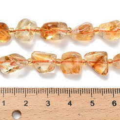 加熱された天然シトリンビーズ連売り  ラフ  ナゲット  シードビーズで  ナゲット  9~14x7.5~11x5.5~10mm  穴：1mm  約33個/連  15.91インチ（40.4cm）&nbsp;G-L634-A02-02