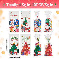 40個 4スタイル クリスマステーマ OPP 粘着クッキー&スナックパッケージバッグ  雪だるま  27.5x12.5cm  10個/スタイル  4スタイル。&nbsp;CON-TAC0010-90A