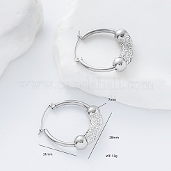 ヴィンテージスタイルのラウンド304ステンレススチールフープピアス  ラインストーン付き  ステンレス鋼色  31x28mm&nbsp;MV0538