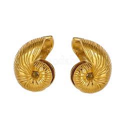 304ステンレススチールスタッドピアス  巻き貝の形  イオンプレーティング（ip）  18KGP本金メッキ  26x18mm&nbsp;STAS-OY003-60G