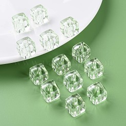 透明なアクリルビーズ  正方形  薄緑  13x12.5x12.5mm  穴：3.5mm  約162個/500g&nbsp;MACR-S373-104-B02