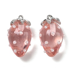 樹脂チャーム  ストロベリーチャーム  合金と  プラチナ  ミックスカラー  29x17.5x16mm  穴：1.5mm&nbsp;FIND-C096-A-01P