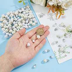 120 個 3 スタイルの ABS プラスチック模造パールペンダント  合金ループ付き  丸いチャーム  ミックスカラー  8~12mm  40個/スタイル&nbsp;KY-HS0004-09
