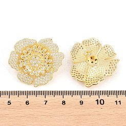 バレンタインデーの花柄真鍮マイクロパヴェクリアキュービックジルコニアスタッドピアス  長持ちメッキ  鉛フリー＆カドミウムフリー  18KGP本金メッキ  18KGP本金メッキ  28x31mm&nbsp;EJEW-T051-02G