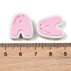 プラスチックヨーロッパビーズ  大穴ビーズ  ピンク  文字L  17.5~18x8~20x8mm  穴：4.5mm&nbsp;PL-CBA02CB-01