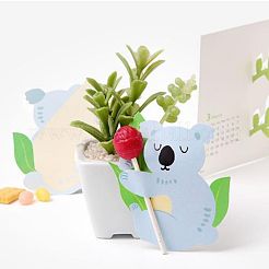 コアラの形の紙菓子ロリポップカード  ベビーシャワーと誕生日パーティーの装飾用  ライトブルー  7.7x7.5x0.04cm  約50個/袋&nbsp;CDIS-I003-07