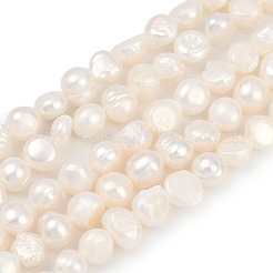 天然養殖淡水パールビーズ連売り  研磨両側  グレード2a+  リネン  7~8mm  穴：0.7mm  約47~49個/連  13.19''~13.58''（33.5~34.5センチメートル）&nbsp;PEAR-P064-20B-02A-01
