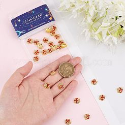 合金ラインストーンペンダント  エナメル  シルクリボンのハート  エイズアウェアネスリボン  ライトゴールド  11x9.5x3mm  穴：1.5mm  30個/箱&nbsp;ENAM-SC0003-34