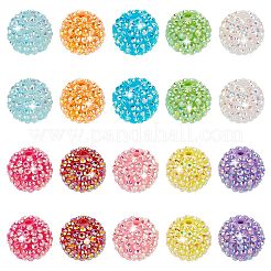20個 10色 ABカラーメッキアクリルラインストーンビーズ  ベリービーズ  ラウンド  ミックスカラー  20x17.5~18mm  穴：2.5~3mm  2個/カラー&nbsp;OACR-PH0004-01