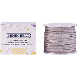 スエード調コード  フェイクレース  銀  3x1mm  約30m /ロール&nbsp;LW-BC0001-1126