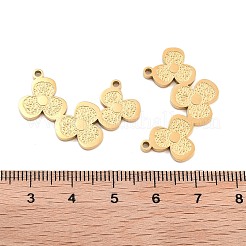 イオンプレーティング（IP）304ステンレスペンダント  花のチャーム  ゴールドカラー  19x30x1.5mm  穴：1.5mm&nbsp;STAS-S140-17G
