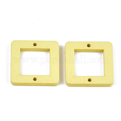 塗装ポプラウッドリンク  正方形  きいろ  23x23x3mm  穴：1.4mm&nbsp;WOOD-S045-070F