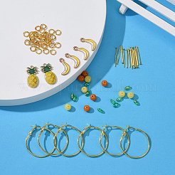 DIYピアス作り  合金エナメルペンダント付き  天然玉/透明アクリルビーズ  真鍮製フープピアス  真鍮製の丸カンと鉄製のフラットヘッドピン  ミックスカラー&nbsp;DIY-JP0003-98